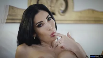 Brunette beauty Clea Gaultier sucks cock and gets a facial cumshot