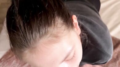 My leggings hugged ass made him cum on my face French blowjob facial cumshot