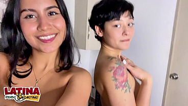 Venessa Cherrry & Wuilmari Albujas - Two Sluts Takes One Big White Cock In Threesome For First Porn Video Latina Casting