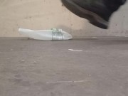 Plastic Bottle Crush. Squashed flat by my 89kg size 11 boots 👣👣
