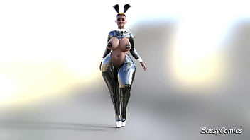 Nude Mzansi Influencer wearing black latex bunny lingerie - sassycomics