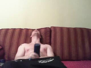 Watching porn playing with a blue fleshlight