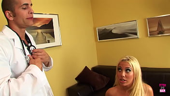 Doctor helps the big titted blonde Alyssa Jordan quit smoking with his thick throbbing cock
