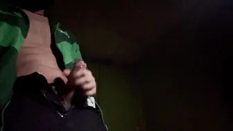 Thai delivery guy jerks off big uncut cock after work