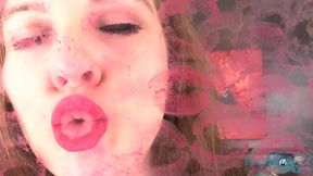 Red Lipstick Application and Kisses