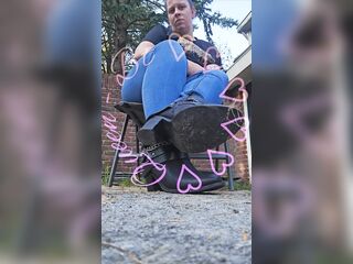Showing how to play with boots.