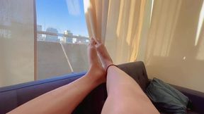 I want to caress your whole body with my feet and make you cum on me