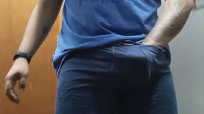 Masturbating my cock in a public locker room