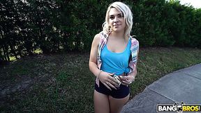 Cute bootyful blondie Rhonda Rhound is offered random fuck for some cash