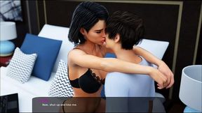 Stepson touches and kisses his MILF stepmom's big boobs