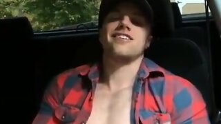 Hot country guy jerking and seed so hard in the car!