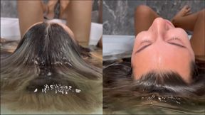 Parting the hair and dipping the head in the water (custom video) new