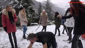 THE FEMDOM WEEKEND - INHUMAN domination in the snow! - Pet play, kicking, whipping, trampling, shoe worship (**** CLIP!)