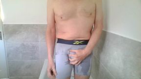 Desperate for a piss in boxers and horny wank