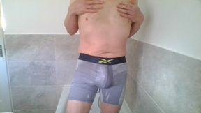 Desperate for a piss in boxers and horny wank