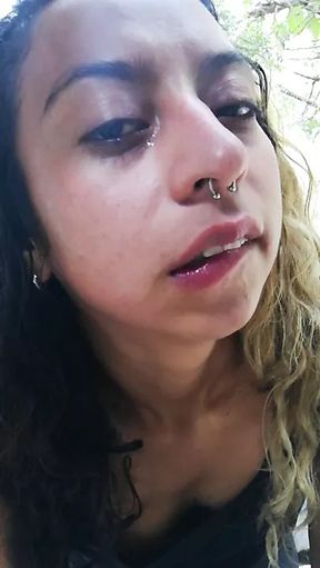 Latina teen sucks dick by a waterfall and gets a nice load
