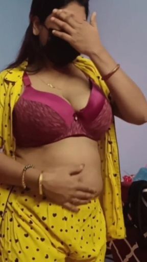 Captivating moment from &quot;Indian Big Tits Aunty Changing Saree Slowly, Hairy Pussy Tease by Hot Desi Mom Homemade&quot;