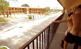 Horny latin guys fucking in a motel balcony