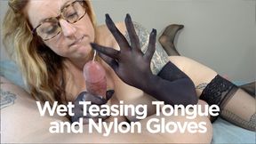 Wet Teasing Tongue and Nylon Gloves HD 1080 MP4