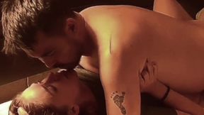 Beautiful couple makes love in missionary position