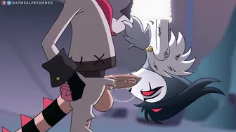 Animated furry blowjob with a big butt demon