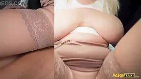 Faux cab blonde with large hardcore tits gets creampied by a taxi driver