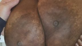 Fat black huge tits Tittyfuck Cumshot Doreen 52LL pov
