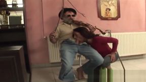 Violin playing amputee is seduced onto some steamy action