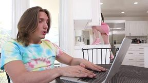 Brunette girl with a tight body discovers that her stepbro is a STUD
