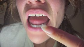 Nail Goddess - Vore with long sharp natural nails - brunette - gap teeth - freckles - tummy - giantess