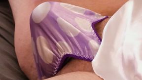 Purple Satin Panty Thong Play &amp; Cum