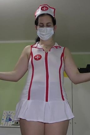 Robo Nurse Anna Masturbates with Latex Gloves and a Mask