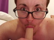 FTM Trans Guy Sucks Dildo