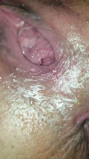 Squirting with Glass Dildo