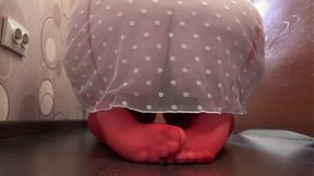 The camera watches from the side, as a busty milf fucks with a dildo and records a video. Gorgeous big tits.