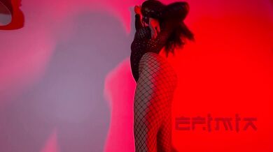 Big-tits Asian Stripper Strips in Fishnet Bodystocking