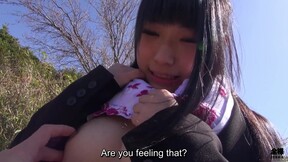 Japanese dorm college girl in recruit suit loses it for outdoor sex