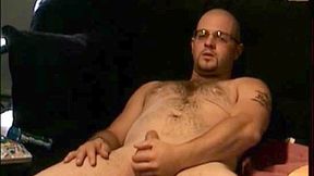 Amateur bear with glasses masturbating