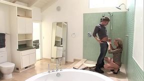 Adrianna Nicole Gets Down On Her Knees In The Shower For A Hot Dp Threesome