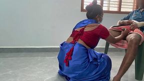 Indian chick was doing household chores when saw a guy's hard boner and couldn't resist