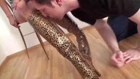 Leopard boots licking