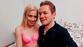 Fresh teen doll Nesty opens her hole for a large penis