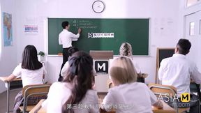 Sexy teacher seduces student in summer exam sprint