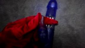 Satin gloves playing with a dildo POV