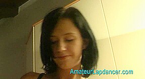 girl brunette with tight body striptease