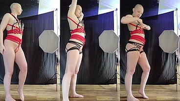 Behind the scenes shooting decorative western style rope bondage with DG PhotoArt, plus nipple clamps at the end
