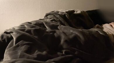 Lesbian couple caught in secret blanket cuddles fingering each other softly