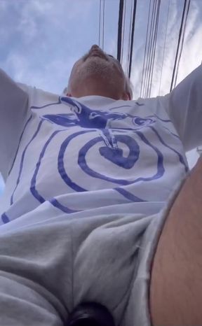 He's just riding his bike in a sweatshirt and no underwear...