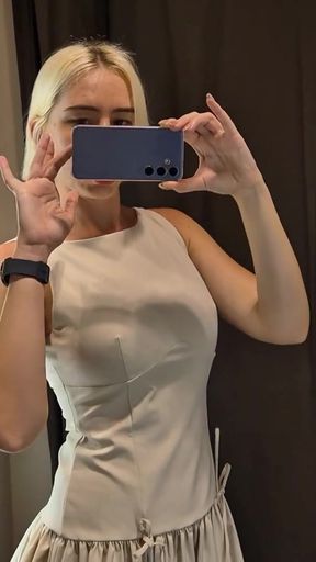 Jaw-dropping moment from &quot;Seduction in a dressin room of a mall. Try On Haul Transparent Clothes, Fitting room Try on haul&quot;