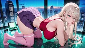 ai · platinum blonde in soaked red top gets taken until she trembles and cumse